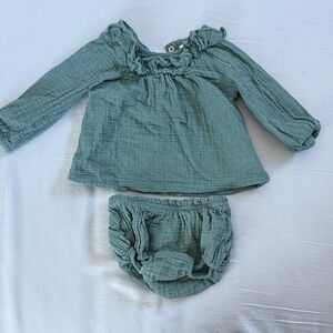 Cat & Jack Ruffled Teal Top and bloomer Set 12m